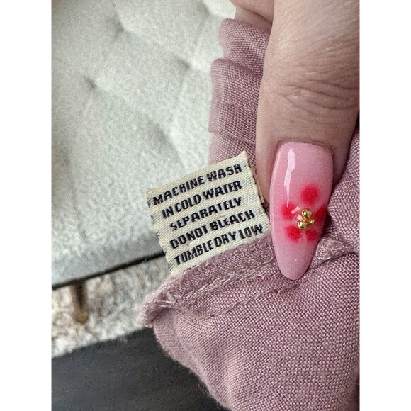 Nordstrom Sim & Sam Pink Button Front Tie Short Sleeve V-Neck Top Size Medium - Picture 5 of 5